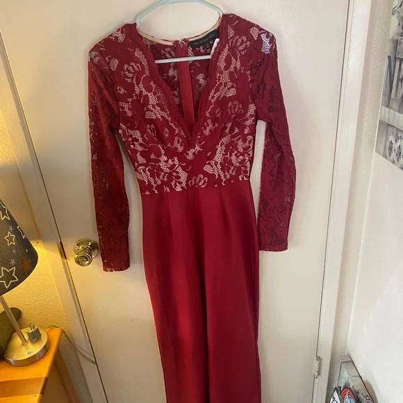 The vintage shop red lace jumpsuit - Picture 2 of 7